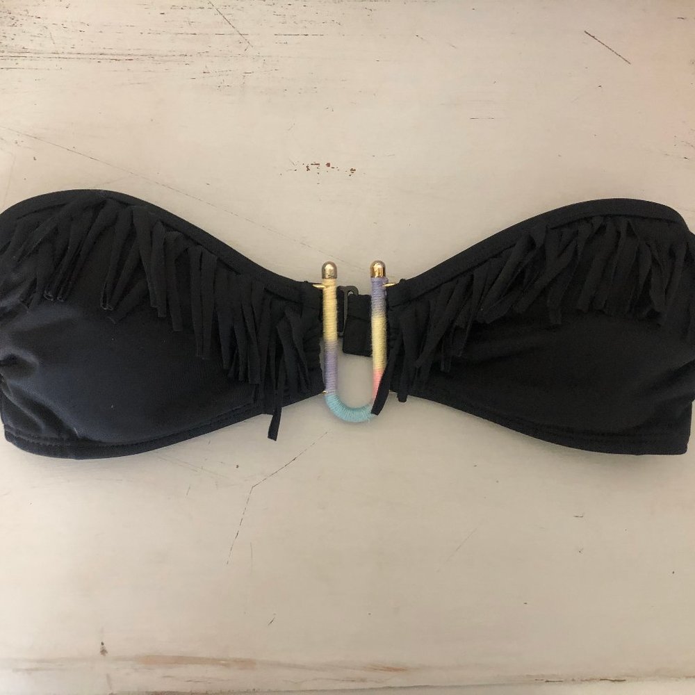 PACSUN LA Hearts Bikini Bandeau Top with Fringe